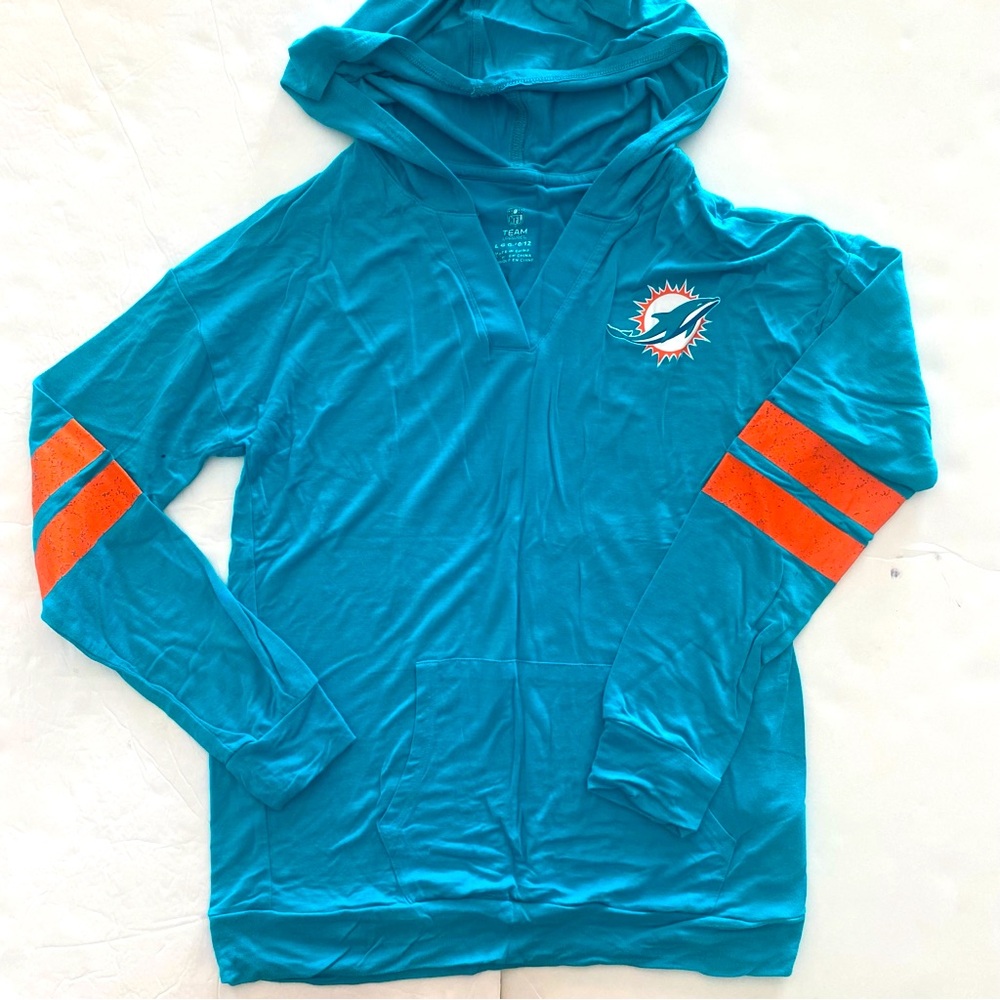 Girls Miami Dolphin’s Pullover Long sleeve hoodie size Large